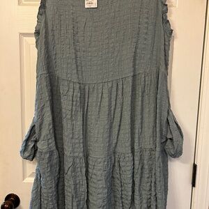 Aspen leaf green puckered tiered dress